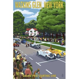 ART.COM Stretched Canvas Print Watkins Glen State Park, New York - Grand Prix Starting Line by Lantern Press, 12" x 18"