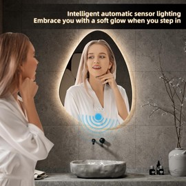 WAIDOBE Led Mirror for Bathroom, 20"x 28" Bathroom Vanity Mirror with Lights, Human Body Sensing, Anti-Fog, 3 Colors and Dimmable, Backlit Light Up Bathroom Mirror Wall Mounted.