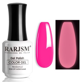RARJSM Glow in The Dark Gel Nail Polish Hot Pink Gel Polish Glow in Dark Gel Polish Luminous Gel Nail Polish Soak off U V/LED Cured Nail Art Manicure 1PCS 15ml for Salon DIY at Home