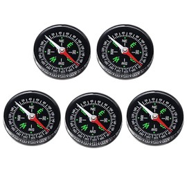 TIXIPEM 40mm Mini Compass [5PCS] - Pocket Oil Filled Small Compass Bulk for Hiking & Camping - [Black] Outdoor Activities Accessory