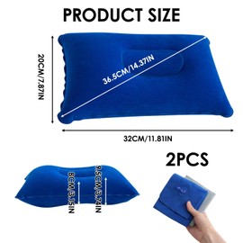 kcrnw 2PCS Inflatable Pillow Camping Travel Blow Up Small Air Pillow Neck Lumbar Support Adjustable Firmness Water Resistant for Beach Sunbathing Fishing Car Airplane Office 22 * 34cm