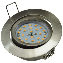 ChiliTec LED Recessed Spotlight Swivelling 5 Watt 590 Lumen 32 mm Flat 230 V Recessed Spotlight Stainless Steel Design 2900 K Light Warm White