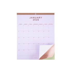 2025 Wall Calendar - 12" x 15" Rose Gold Foil Lettering Monthly Planning Hanging Peel Off Large Print Wall/Desk Calendar on Pastel Multi-Color Paper - January 2025 to December 2025 (6-Color)