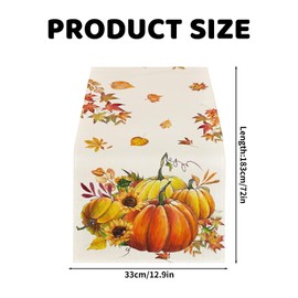 Table Runner Autumn Decoration, Thanksgiving Decorative Tablecloth Fall Table Runner Autumn Decoration Washable Maple Leaf Printed Long Autumn Doily Decor for Thanksgiving Table Decoration (33 x 183