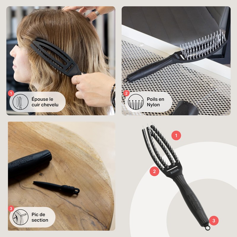 Olivia Garden Fingerbrush™ Paddle Hair Brush Small - Scalp Shape,
