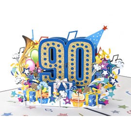 Teabug Cards Happy Birthday Pop Up 3D Greeting Card with Numbers (90th Blue) …