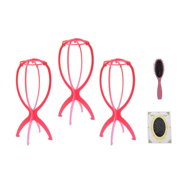 Wig Handy Set, 3 Stands, Hair Net Combs, 5 Piece