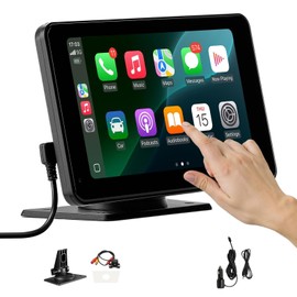 VEVOR Wireless Car Stereo, 7-Inch HD Portable Radio Touch Screen Compatible with Apple CarPlay & Android Auto, CarPlay Screen with Backup Camera, Voice Control, Mirror Link, Bluetooth, GPS Navigation