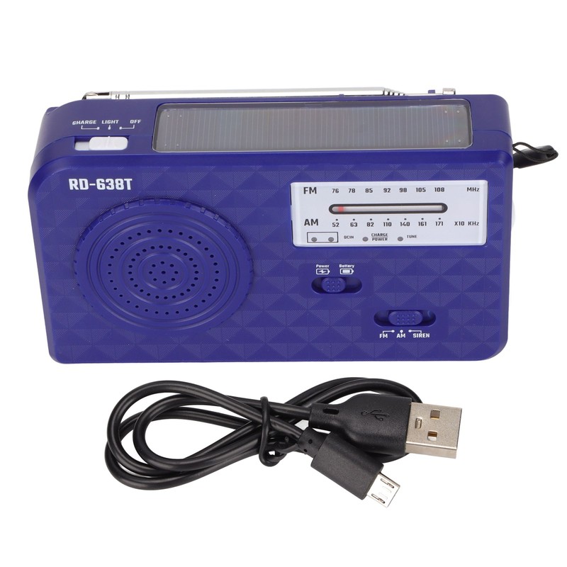 RD‑638T Hand Crank Flashlight Radio Multifunctional Portable Solar Emergency Weather