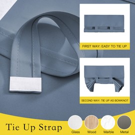 NICETOWN Stone Blue Door Curtain 18 Inch Length Front Door Curtains for Window Thermal Insulated Farmhouse Small Kitchen Valances for French Privacy Tie Up Shade for Bathroom, 26" Wide, 1 Piece