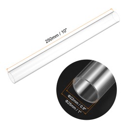 Rebower Plastic Pipe Rigid Polycarbonate Round Tube Clear, [for Lighting, Models, Water Plumbing] - 0.9x1"(22x25mm), 10"(250mm) Length/Transparent / 5 Pcs
