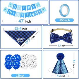 Boxgear Dog Birthday Party Supplies, Dog Birthday Bandana Hat Banner Set, WOOF Balloons Happy Birthday Banner, Dog Birthday Party Supplies for Pets, Puppies, Cats
