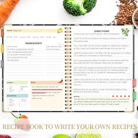 Blank Recipe Book to Write in Your Own Recipes, Blank Cookbook with 175 Pages for Family Cooking Lover, Recipe Notebook with Tab Sticker Sheets, Recipe Journal, Hardcover, 7.5" x 9.5"