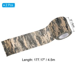 PATIKIL 2in x 14.76ft Camo Tape Wrap, 2 Rolls of Self-Adhesive Camouflage Tape for Hunting Climbing Outdoor Camera Flashlight, Camouflage