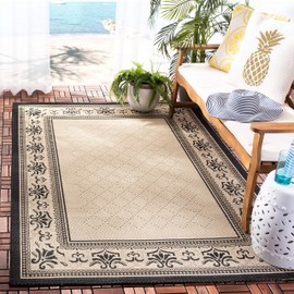 SAFAVIEH Courtyard Collection 8' x 11' Sand / Black CY0901 Indoor/ Outdoor Waterproof Easy-Cleaning Patio Backyard Mudroom Area-Rug