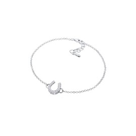 Elli Women's Horseshoe Lucky Charm Bracelet with Zirconia Crystals in 925 Sterling Silver, Silver, Cubic Zirconia