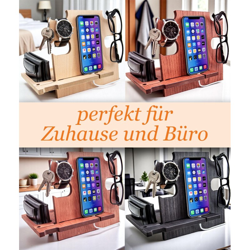Personalisierte Docking Station Holz – Geschenk für Männer zum Geburtstag