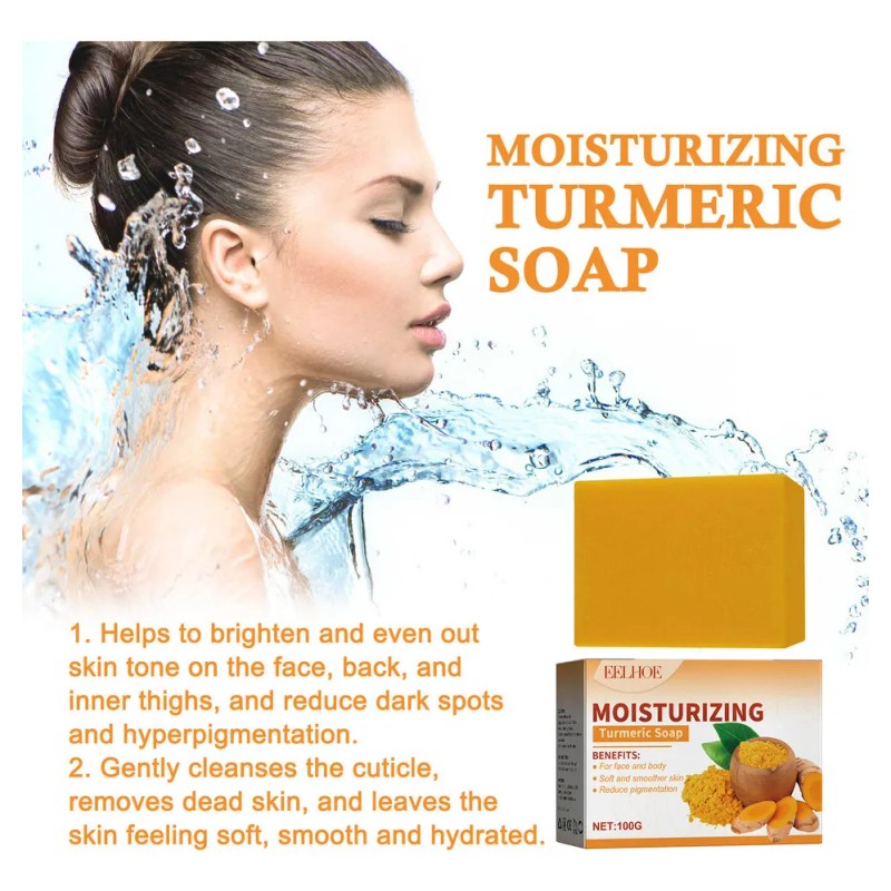 Fweaad Barra De Jabón O Turmeric Para Rostro Y Cuerpo,