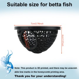 lasuroa Floating Betta Hideout Cave, 3D Printed Aquarium Decor for Small Fish to Rest, Feed, Play & Breed, Safe Tunnel Fish Tank Ornaments Accessories, Aquatic Pets Shelter & Shrimp Cave (Black)