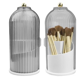 360° Rotating Makeup Brush Holder Organisers, Dressing Table Makeup Brush Container, Case Make-Up Brush Holder Brush Storage with Dustproof Lid, Cosmetic Make Up Organiser