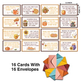 Eyouyeqi Fall Scavenger Treasure Hunt Clue Cards for Kids, Pumpkin Riddle Cards, Indoor Outdoor Autumn Activity (16 Cards with Envelopes)