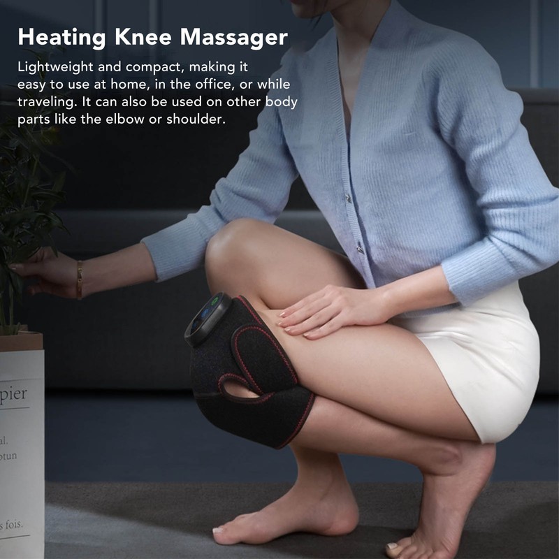 Heated Knee Brace Wrap Rechargeable 3 Vibration Mode Length Adjustable