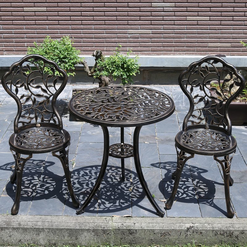 JARDIN DE CENTENNIAL Patio Bistro Set.Rust-Resistant Cast Aluminum Bistro Table