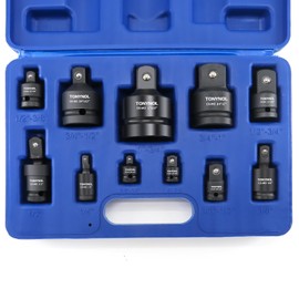 TONYNOL 11pcs Impact Adapter and Reducer Set and Universal Joint Swivel Socket Adapter Set, 1/4" 3/8" 1/2" 3/4" 1" Drive Socket Adapter Set, Cr-Mo Steel,With a Storage Case.
