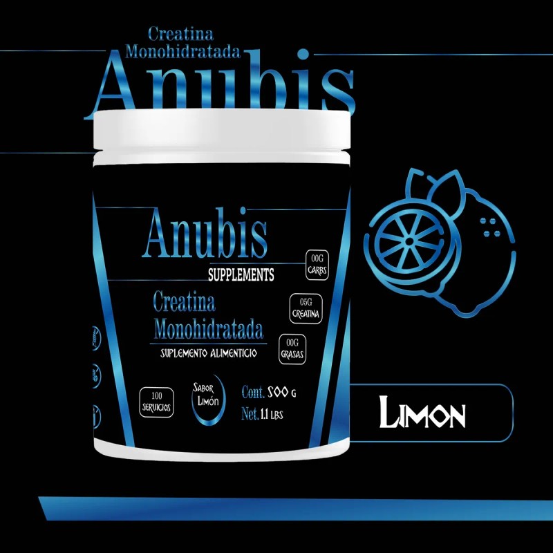 Creatina Monohidratada 500gm Anubis En Polvo Varios Sabores Limón