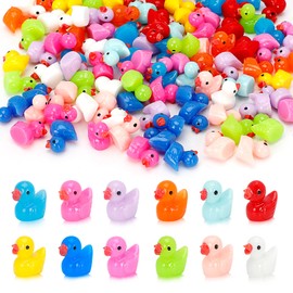 120Pcs Mini Resin Ducks Tiny Ducks to Hide Miniature Duck Decorations for Aquarium Garden Landscape Dollhouse Decorations Potted Ornaments DIY (12 Colors)