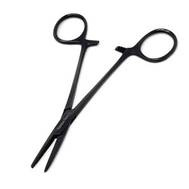 Mosquito Hemostat Locking Forceps 5" Straight with Full Serrated Jaws Ideal for Clamping, Fishing, Firefighters Nurses Doctors + More (Tactical Black)