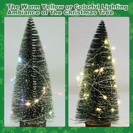 LetsLife Mini Christmas Trees Decorations, Festive Tabletop Artificial Christmas Trees, Artificial Bottle Brush Trees for Christmas Decor for Home, Party, and Crafts