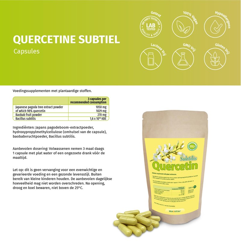 Quercetin Subtilis Kapseln mit wichtigen Begleitern - Baobab-Fruchtpulver und Bacillus