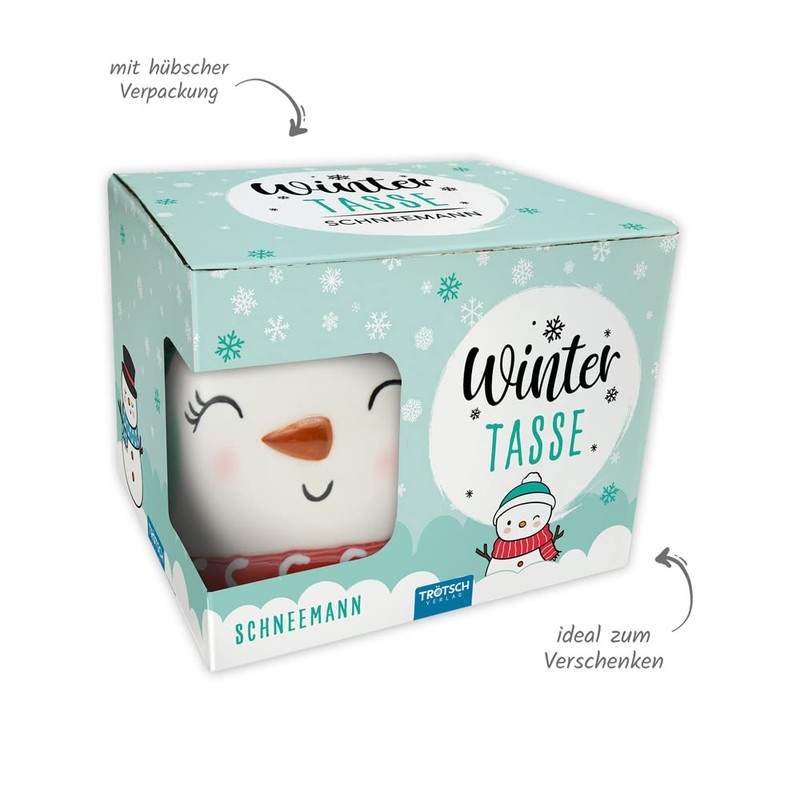 Trötsch Wintertasse Schneemann groß: Kaffeetasse Teetasse Geschenkidee Geschenk Tasse Winter