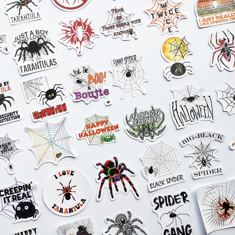 50Pcs Funny Spider Decals for Motorcycles Wolf Spider Web Stickers
