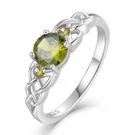 STARCHENIE Celtic Rings for Women 925 Sterling Silver Created Peridot Ring Size 10