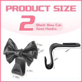 Tressora 2 Pack Car Bag Hooks,Cute Bow Car Seat Hooks Hanger for Purses and Bags, Space-Saving Car Accessory(Black)