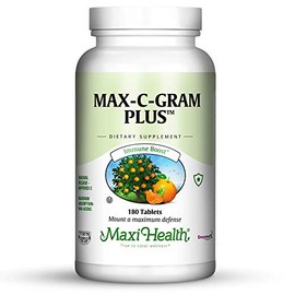 Maxi Health Max C Gram Plus -Gradual Release Buffered Vitamin C Tablets, 180 Count (Pack of 1)