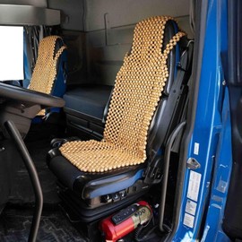 ZONETECH Beaded Seat Cover for Cars Cooling, Massage Cushion, Car Seat Natural Wooden Beads for Semi Truck, Trailer, Car (Natural, 2-Pack)