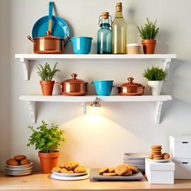 White Dollhouse Wall Shelf, 1/12 Scale Miniature Dollhouse Accessories, White Doll House Storage Wall Shelf for Kitchen Scene Accessories