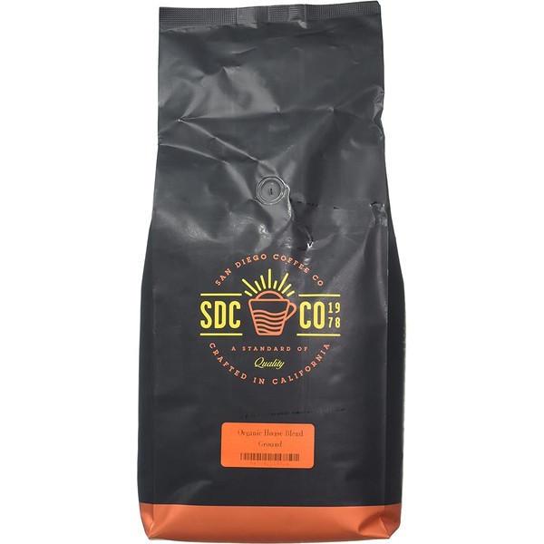 San Diego Coffee Organic House Blend, Medium Roast, Ground, 5-Pound Bag