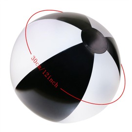 PENTA ANGEL Beach Balls 2PCS 12 Inch Inflatable/Blow Up Classic Rainbow Color Summer Swimming Pool Party Favors Water Toy Beachball for Women Men Adults Playing (Black&White, 12 Inch)