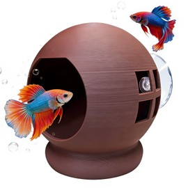 Betta Hammock & Floating Log - Natural 3D Printed Cozy Hideout with Suction Cup, Lightweight PLA Aquarium Decor for Small Tanks,2.6" W x 2.9" H (Brown)