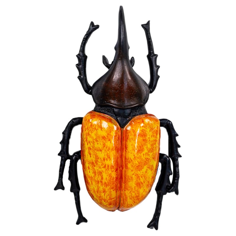 Decorative Glass Beetle Night Light, Orange Illuminated Body, Black Metal