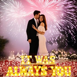 IFNCPF It was Always You Light Up Letters Proposing Decorations Set Includes 14 LED Light Letters and 1000 Rose Petals Valentine's Day Ornaments