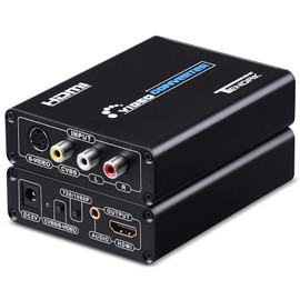 Tendak Composite S-Video AV RCA CVBS to HDMI Adaptor N64 PS2 to HDMI Converter Adapter Supports 720p/1080p with 3RCA S-Video Cable