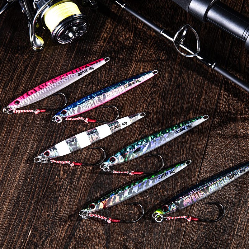 Goture Long Jigging Set 80g Lure Set for Offshore Jigging