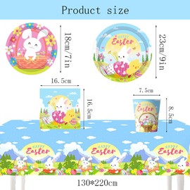 51PCS Easter Tableware Set Theme Decoration,Easter Party Tableware Set, Easter Party Supplies for Birthday Party,Easter Party Supplies for Kids - 10 Guests