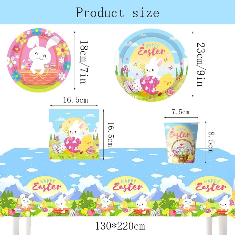 51PCS Easter Tableware Set Theme Decoration,Easter Party Tableware Set, Easter