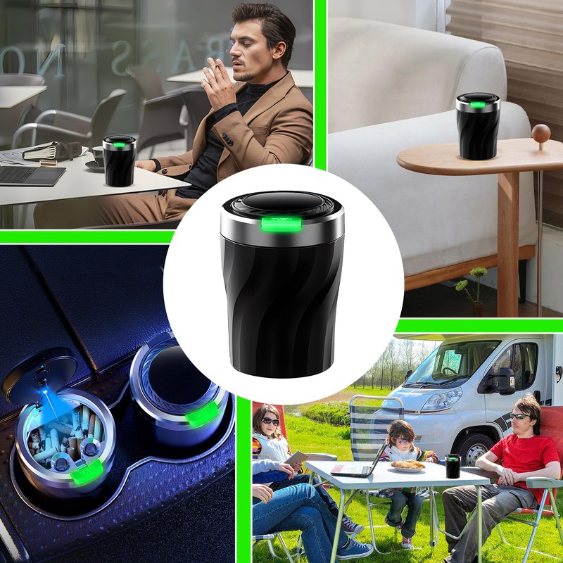 Car Ashtray with Lid, Portable Stainless Steel Ashtray Car with